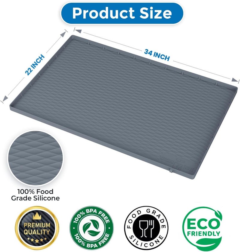 Kitchen Trove Premium Quality Under Sink Mat for Kitchen Waterproof 34" x 22" Cabinet Liner Silicone Under Sink Tray for Kitchen & Bathroom - Also Designed for Pet Food Mat, Cat Litter Mat, Dog Bowl Tray - Image 2